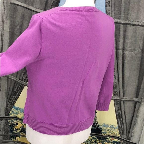 Garnet Hill Pink and White Embroidered Cardigan M - Picture 6 of 8